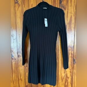 Abercrombie Black Ribbed Long Sleeve Bodycon Dress
